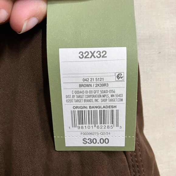 Goodfellow & Co Men's 32X32 Brown Straight Fit Cargo Pants Mid Rise Fly Button - Picture 8 of 14